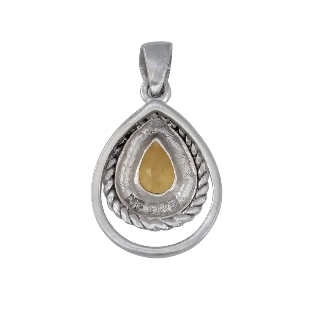 Vintage Sterling Silver 925 Citrine Pendant
